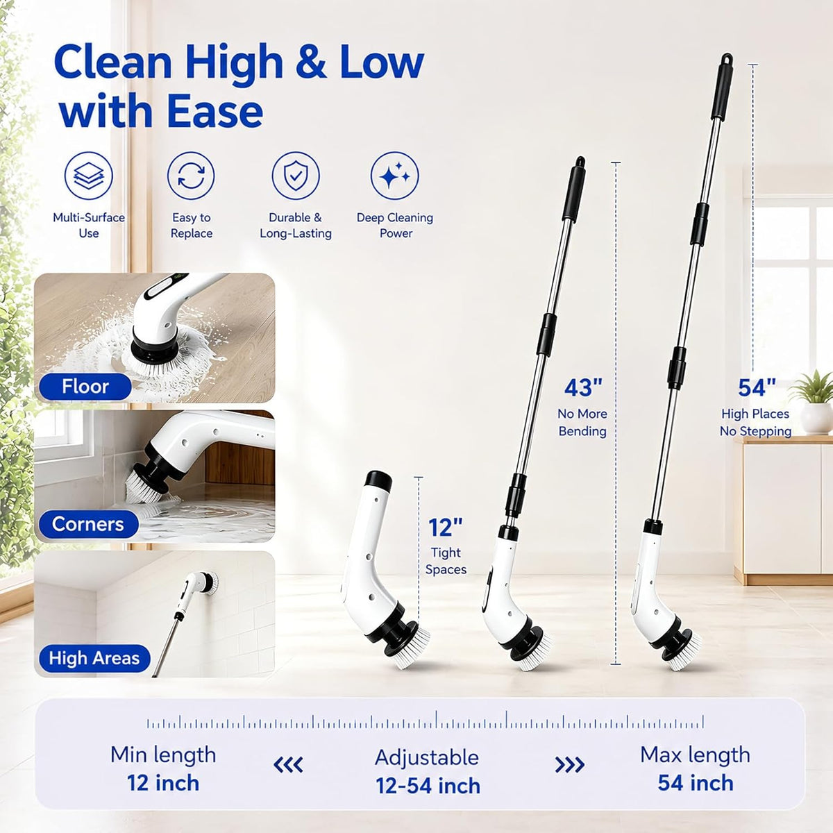 Cavyno™ - Electric Spin Scrubber with Long Handle